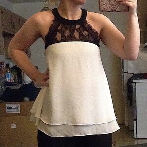 TOBI Black Lace & White Top ⚪️⚫️